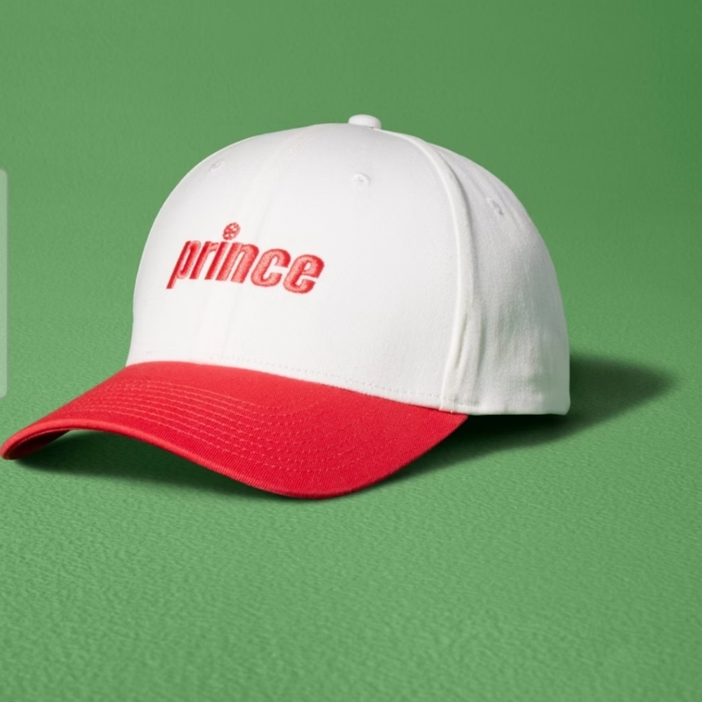 Prince Adjustable Pickleball Baseball Hat - Cream / Red